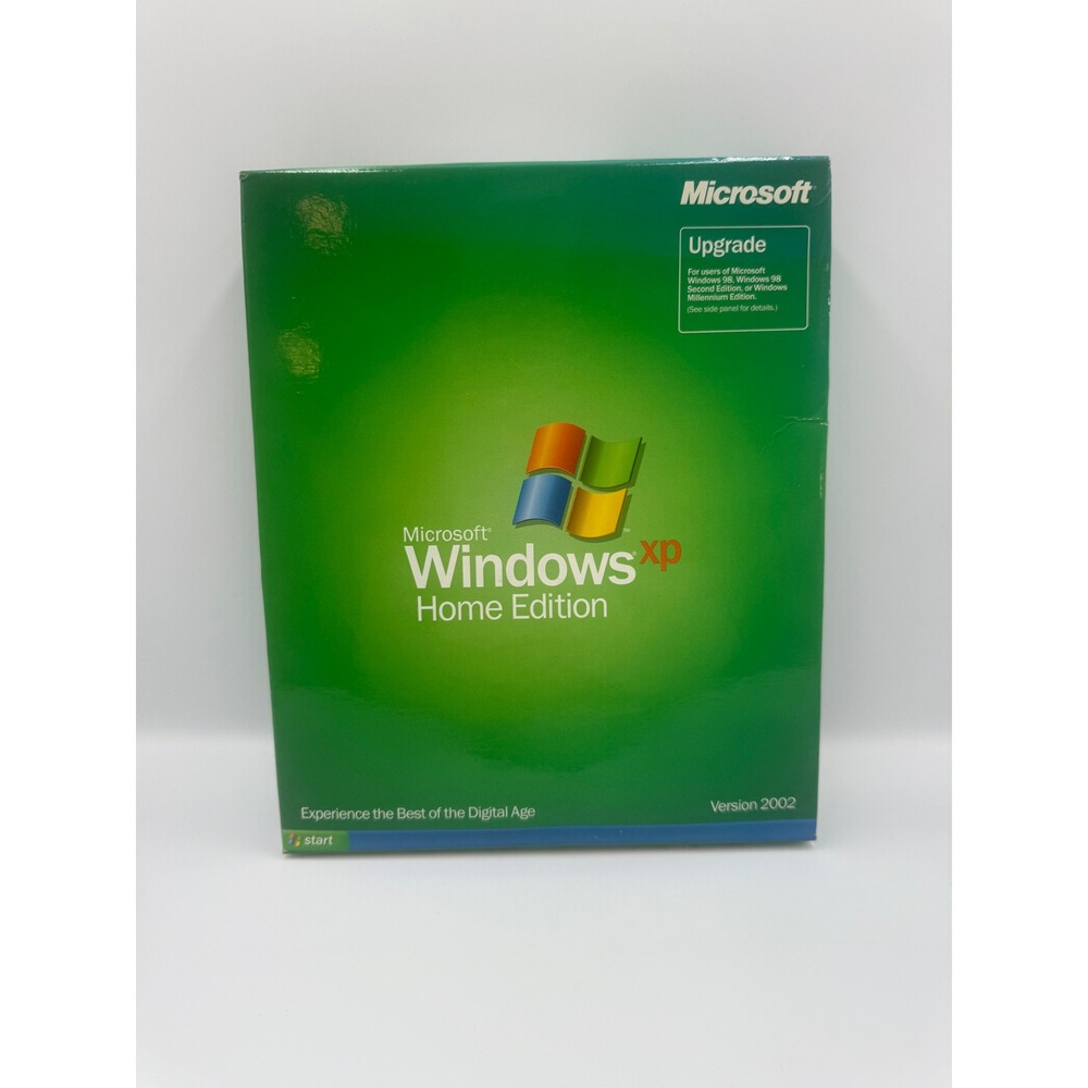 Microsoft Windows XP Home Edition Upgrade Version 2002 Vintage Big Box CD-ROM